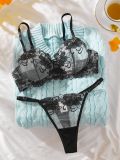 Flower Mesh Embroidery See-Through Sexy Lingerie Set