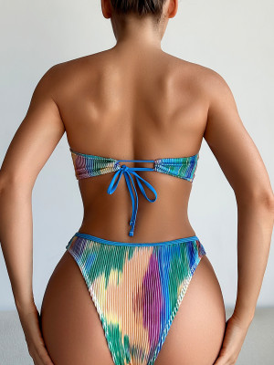 Strapless Bikini Sexy Multi-Color Printed Two Piece Swimsuit