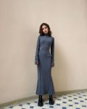 Women's Autumn And Winter Versatile And Fashionable Knitting Long-Sleeved Tight Fitting High-Neck Long Dress