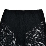 Summer sexy and versatile lace See-Through high-waisted Patchwork long straight pants