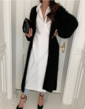 Autumn and winter long velvet loose coat for women