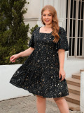 Plus Size Women's Printed Casual Loose Cocktail Party Elegant Dress