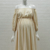 Summer Bohemian Style Off Shoulder Maternity Cotton Long Dress