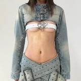 autumn Style Sexy washed Denim short trendy suit for women