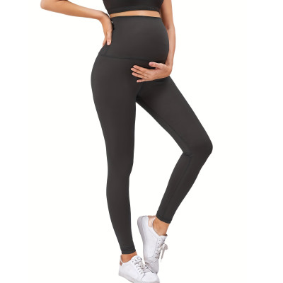 Maternity Solid Color Wide Waist Belly Support Exercise Tight Fitting Pants