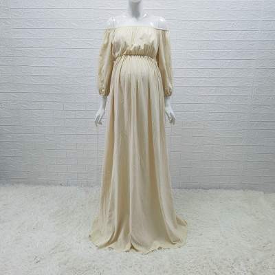 Summer Bohemian Style Off Shoulder Maternity Cotton Long Dress