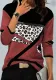 Women's clothing contrasting colors Positioning Print Round Neck long-sleeved T-shirt