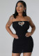 Women's Sexy High Stretch Strapless Knitting Bodycon Sexy Hollow Tight Fitting dress