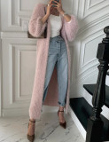 Autumn and winter long velvet loose coat for women