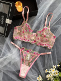 Printed embroidered candy sweet and girly See-Through sexy lingerie set