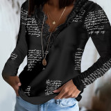 Summer v-neck printed style street women's lace shirt tops for women