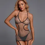 Women See-Through Garter Bodysuit Mesh Sexy Lingerie Set