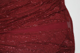 Women Slit High Waisted Sexy Off-Shoulder Backless Sequined Maxi Evening Dress