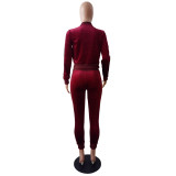 Women's Spring And Winter Casual Style Velvet Sports Tracksuit