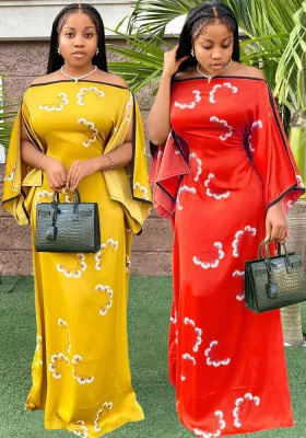 Spring Sexy Split Long Sleeve Off Shoulder Elegant Long Dress