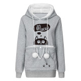 Women Autumn and Winter Print Casual Pocket Hoodies