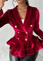 Women Long Sleeve Velvet Blazer Jacket