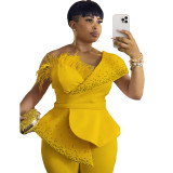 Plus Size African Women Off Shoulder Jumpsuit