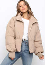 women's winter style fashion Stand Collar zipper pocket warm cotton-padded jacket