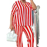 Trendy stripes Plus Size two-piece pants set