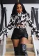 omen Autumn Crop Printed Long Sleeve Blouse Top