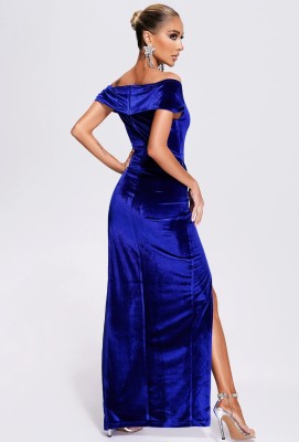 Chic Women's Off Shoulder Velvet evening Dress