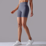 Women seamless knitting high waist running fitness yoga shorts