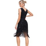 Sequined Beaded Tassels Nightclub Party Dress Fashion Formal Evening Dress