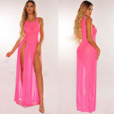 Erotic Night Lingerie Sexy Women's Sleeveless Slit Long Dress