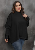 Women's Pullover Top Plus Size Women's Slit Bat Sleeves Turtleneck Loose Sweater