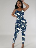 Women Camo Print Sexy Backless Jumpsuit