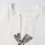 Women Casual Short Sleeve T-Shirt Fashion Patchwork Diamond Cropped Top