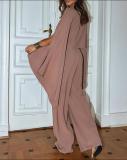 Spring Fashion Women's Slit Bat Sleeves Fashion Casual Two Piece Pants Set