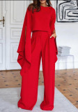 Spring Fashion Women's Slit Bat Sleeves Fashion Casual Two Piece Pants Set