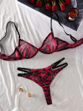 Comfortable Zebra Pattern Mesh Push-Up Sexy Lingerie Set