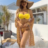Digital Print Bikini Sun Protection Clothing Three-Piece Swimsuit For Women