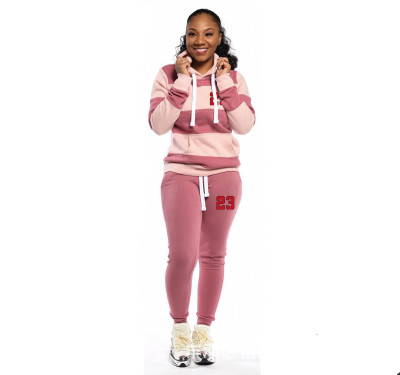 Sexy Hooded Contrast Stripe Slim Fit Two-Piece Tracksuit Set