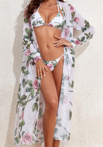Two Pieces Sexy Bikini Mesh Sun Protection Cover-Up Three-Piece Swimsuit