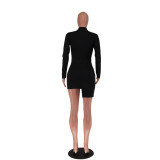 Women's Long Sleeve Patchwork Slim Bodycon Dress