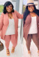 Spring Plus Size Fashion Women's Sexy Solid Color Cardigan Tight Fitting Three-Piece Pants Set