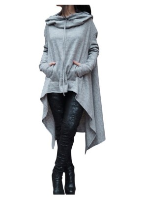 WomenSolid Casual Long Hoodies