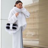 Women winter knitting outfit fluffy long sleeve sweater