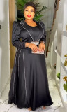 African Fashion Solid Color High Waist Chic Evening Gown Long Party Dress