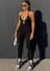 Spring Women's Sexy Casual Straps Low Neck High Waist Slim Long Jumpsuit