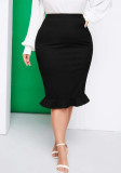 Summer Plus Size Women's Ruffle Midi Skirt