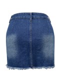 Spring Summer Women's Ripped Tight Fitting Bodycon Denim Skirt
