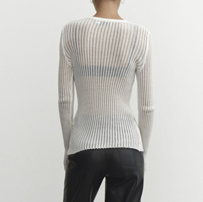 Women Long Sleeve Round Neck Breathable knitting Top