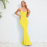 Sexy Slim-Fitting Straps Fishtail Long Dress Women's Clothing