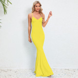 Sexy Slim-Fitting Straps Fishtail Long Dress Women's Clothing