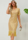 Women's Sequin Tassel Dress Sexy Party Long Gown